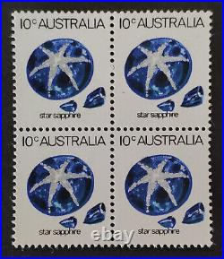 AUSTRALIA 1974 ERROR! Printed on GUMMED side. 10c Gemstone block, SG 552ae. MUH