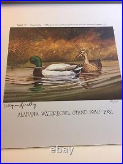 Alabama Waterfowl Stamp 285/1000, 1980-81, Wayne Spradley, In Folder, Mint Stamp