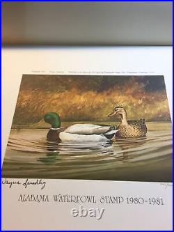 Alabama Waterfowl Stamp 342/1000, 1980-81, Wayne Spradley, In Folder, Mint Stamp