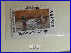Alabama Waterfowl Stamp 459/1000, 1980-81, Wayne Spradley, In Folder, Mint Stamp