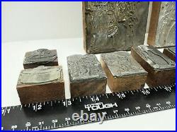 Antique Vintage Lot Metal & Wood Printing Blocks Stamps Very Rare