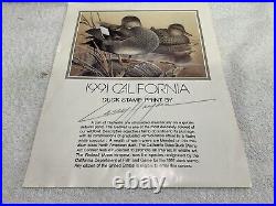 CALIFORNIA 1991 STATE DUCK Artist PRINT By Larry Hayden, Signed #44 Of 60