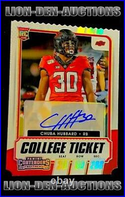 Chuba Hubbard 2021 Contenders Draft College Ticket Stub Auto Rc Nfl# 30/30 1/1