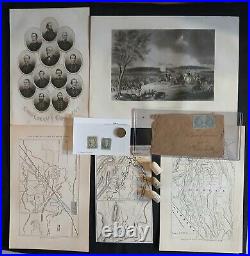 Civil War Confederate 12 Item Lot Stamps, Covers, Bullets, Prints, Coins