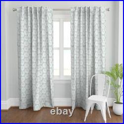 Coastal Block Print Stamps White Mint Soft 50 Wide Curtain Panel by Spoonflower