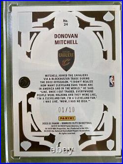 Donovan Mitchell GOLD CLEAR CARD #1/10 CAVS SSP 2022 DONOVAN MITCHELL Elite DECK