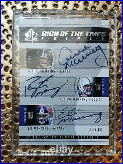 Eli/peyton/archie Manning 04 Sp Authentic Sign Of The Times Triple Autos #10/10