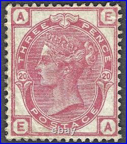 GB QV 1880-83 3d Rose SG158 Plate 20 Mint MH
