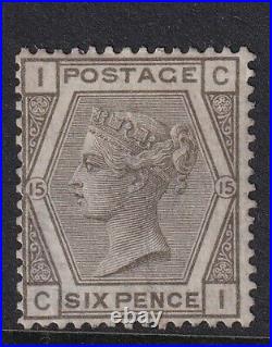 GB QV Surface Printed SG147 plate 15 6d grey cat. Value £500 mounted mint
