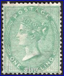 GB SG72 QV 1856 1/- Green, Mounted Mint