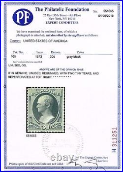 Genuine Scott #165 Mint Rg Nh 30¢ Black Pf Cert Cbnc Printing Scv $1200