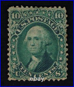 Genuine Scott #68 Mint Og H 1861 Green Nbnc Printed George Washington