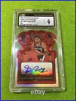 Greg Brown III AUTO 10 CSG 9 RED PRIZM # /49 ROOKIE CARD 2021 Crown Royale RC SP