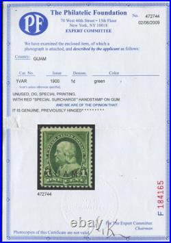 Guam 1 Overprint Mint Stamp Special Printing with PF Cert BZ1525
