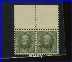 Guam Scott 10 Var SPECIAL PRINTING Mint NH Pair of 2 Stamps withPF Cert (G 10-PF1)