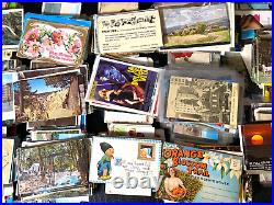 HUGE LOT OF 2,000+ POSTCARDS massive 20 lb. Box RPPCs, LINENS, HOLIDAYS, INTL