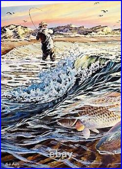 Herb Booth 1988 Texas Saltwater TPWD Stamp Print Redfish Mint Brand New Frame