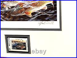 Herb Booth 1988 Texas Saltwater TPWD Stamp Print Redfish Mint Brand New Frame