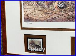 Herb Booth 1996 Texas Quail Stamp Print W Double Stamps Mint Brand New Frame