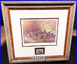 Herb Booth 1996 Texas Quail Stamp Print With Stamp Mint Brand New Frame