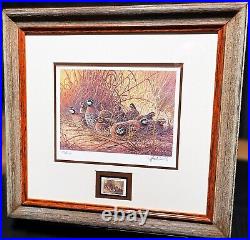 Herb Booth 1996 Texas Quail Stamp Print With Stamp Mint Brand New Frame