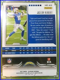 JUSTIN HERBERT WHITE SPARKLE PRIZM CARD JERSEY #10 Chargers 2021 Panini Playbook