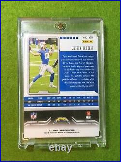 JUSTIN HERBERT WHITE SPARKLE PRIZM CARD JERSEY #10 Chargers 2021 Panini Playbook