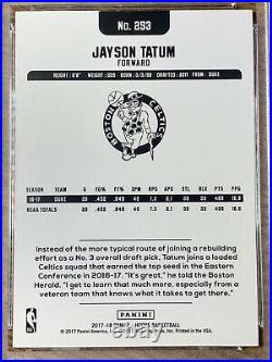 Jayson Tatum Rookie RC 2017-18 Panini NBA Hoops SILVER #253 PSA 9 Mint SSP /199