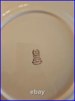 Lenox Blue Tree Dinner Plates Porcelain Gold Stamp 10 5/8 Set Lot Of 8 Vintage