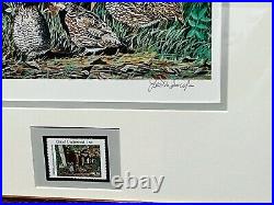 Les McDonald 2002 Quail Unlimited Stamp Print With Stamp Mint Brand New Frame