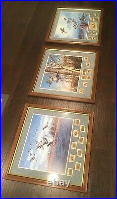 Lot of 3 David Maass prints with stamps late comers, tight quarters, midday flight