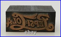 Lot of 5, Vintage PEPSI COLA Logo Wood Block Metal Plate Printing Stamps