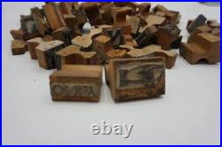 Lot of 80 Rubber Stamp Printing Block Random Letters Antique