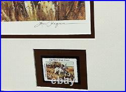 Lou Pasqua 2004 Texas Quail Stamp Print w Double Stamps, Mint, New Frame
