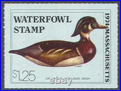 MA1 1974 FIRST of STATE Massachusetts Duck Stamp Print Mint Never Framed withStamp