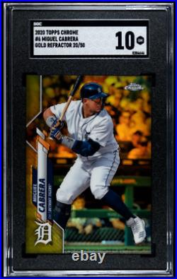 MIGUEL CABRERA #/50 Gold Refractor SGC 10 GEM MINT 2020 Topps Chrome #6