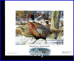 MINNESOTA 2008 STATE PHEASANT STAMP PRINT by Nick Reitzel color remarque +2stmp