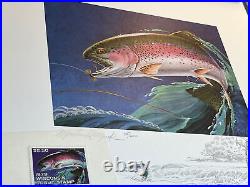 Martin R. Murk, 1979, Wisc, Trout Stamp Print, 45/600, Signed Stamp, 2 Remarks, Mint