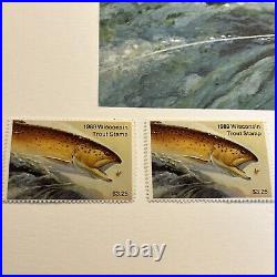 Martin R. Murk, 1989, Wisc, inland Trout Stamp German Brown, 2 Mint Stamp & Folder