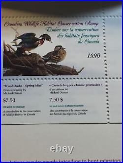 Michael Dumas, 1990, Canada wildlife Habitat Stamp, 638/9500, 2 Stamps. Mint Print