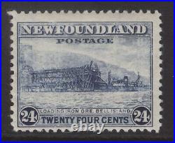 NEWFOUNDLAND 264 NSSC247III 1941 24c BELL ISLAND P12.8 PRINTING FLAW MNH CV$200