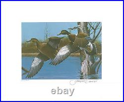 NEW HAMPSHIRE #2 1984 STATE DUCK STAMP PRINT HOODED MERGANSERS Philip Crowe