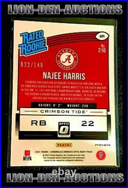 Najee Harris 2021 Chronicles Donruss Optic Draft Picks Rr Ruby Red Ref Rc 22/149