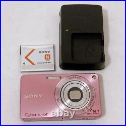 Near Mint SONY DSC-W350 Digital Camera CyberShot pink Batter Charger