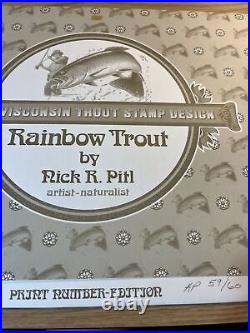 Nick R Pitl, 1982, Wisc Trout, A/P 59/60, Signed Stamp, Pencil Remark, Mint Item