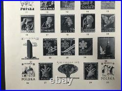 POLAND BLACK PRINT`s 1958 SHEET 30 DIFFERENT CARDBOARD! RARE! Z4566