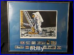 Paul Calle Signed Conquest of Space Astronaut lithograph Stamps Franklin Mint