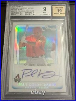 Paul Goldschmidt Bowman Chrome Refractor Rookie Auto/autograph Rc /500 Bgs 9