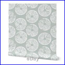 Peel-and-Stick Removable Wallpaper Coastal Block Print Stamps White Mint Soft