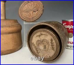 Primitive Wooden Butter Mold Print Stamp Press 3pc Lot Swan + Heart + Thistle